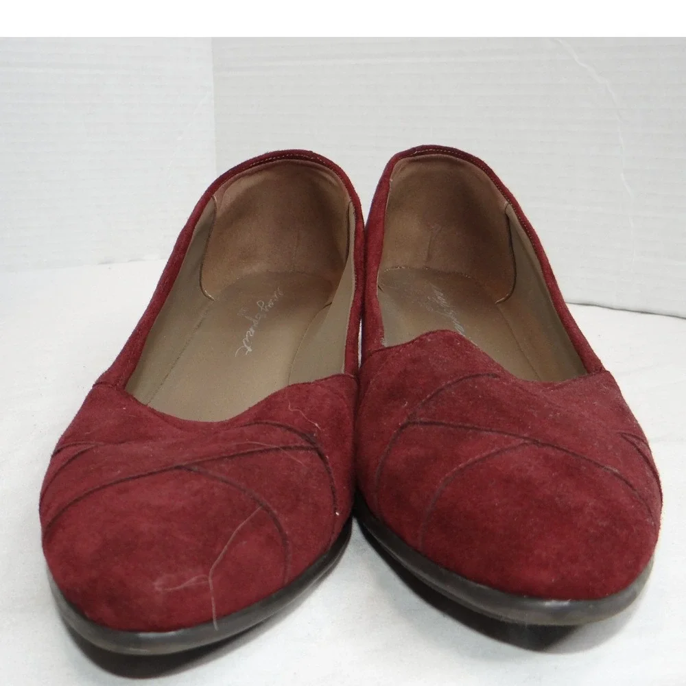 Easy Spirit‎ Womens Burgundy Suede Wedge Heels Shoes Size 9